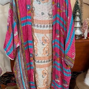 Vintage hooded kantha floral boho designed cardigan
